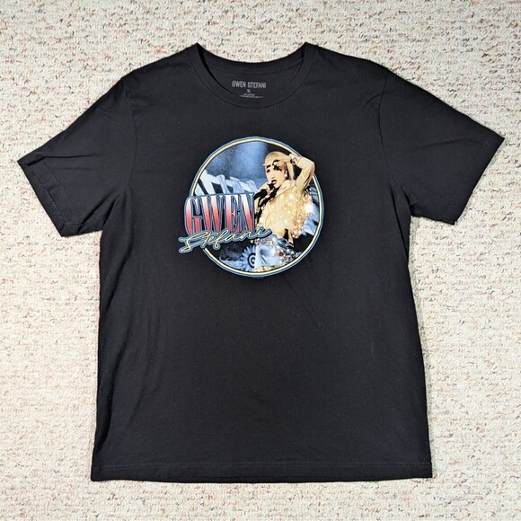 Gwen Stefani Las Vegas T-Shirt Mens XL Black Made in USA RARE Red Flags Fly Inc - Picture 1 of 5